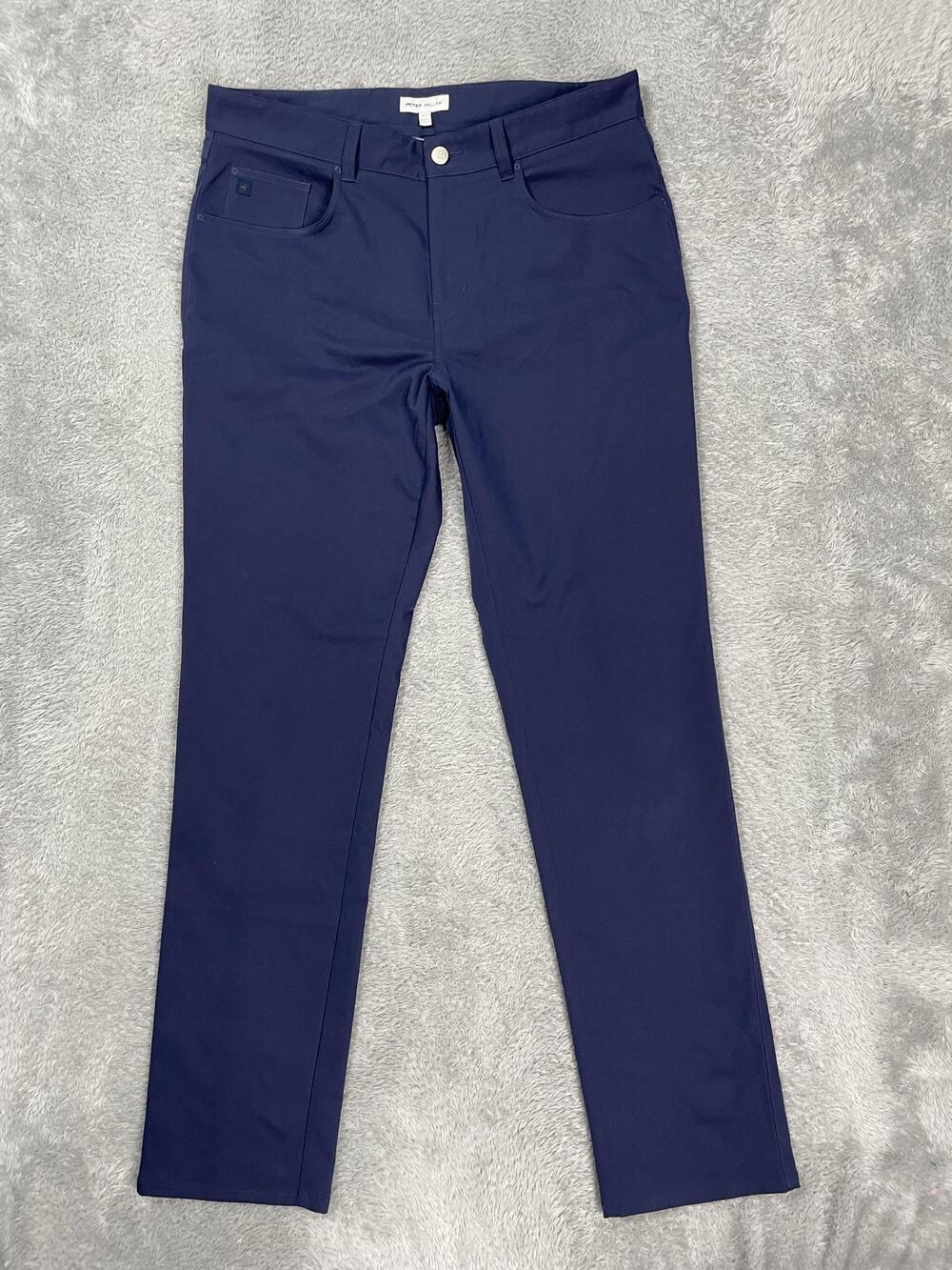 Peter Millar Pants Mens 34x32 Blue Regular Fit Microfiber 5 Pocket Golf Casual